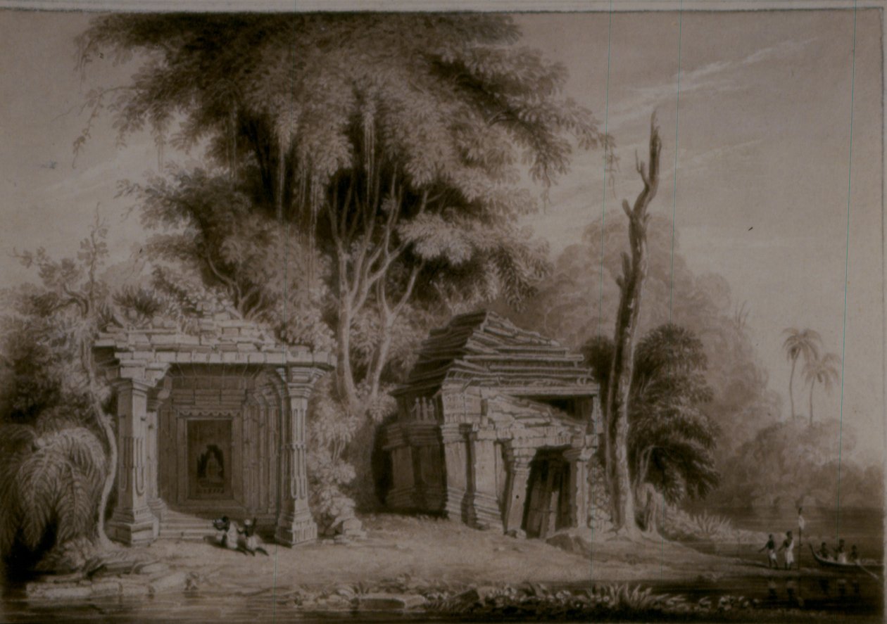 Templerne i Gunga Bheou (sepia på kort) af English School