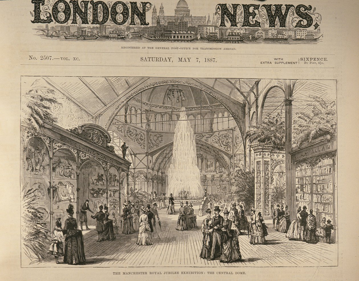 Manchester Royal Jubilee Exhibition: The Central Dome, fra The Illustrated London News, 7. maj 1887 af English School