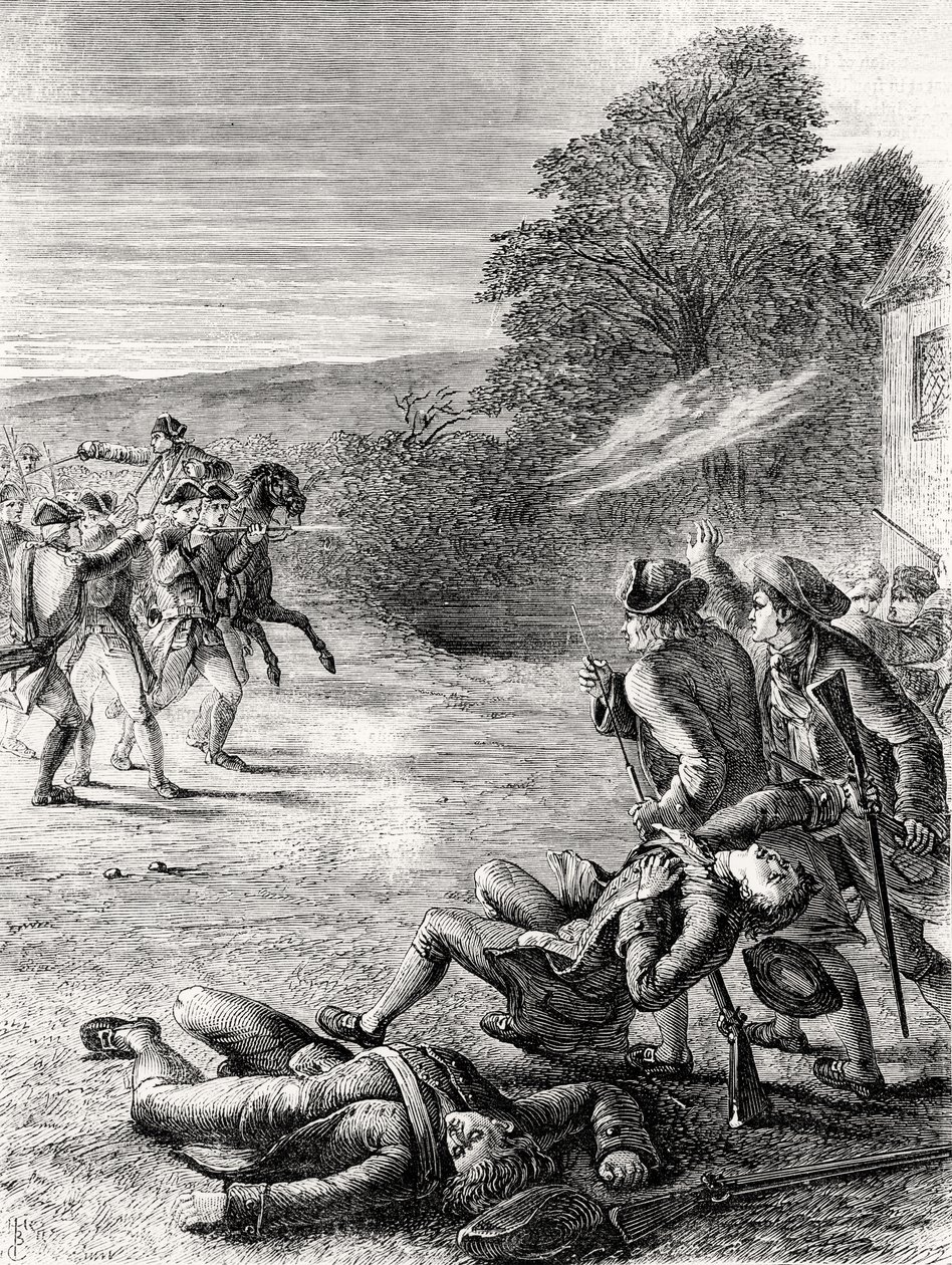 Træfningen ved Lexington, 1799 af English School