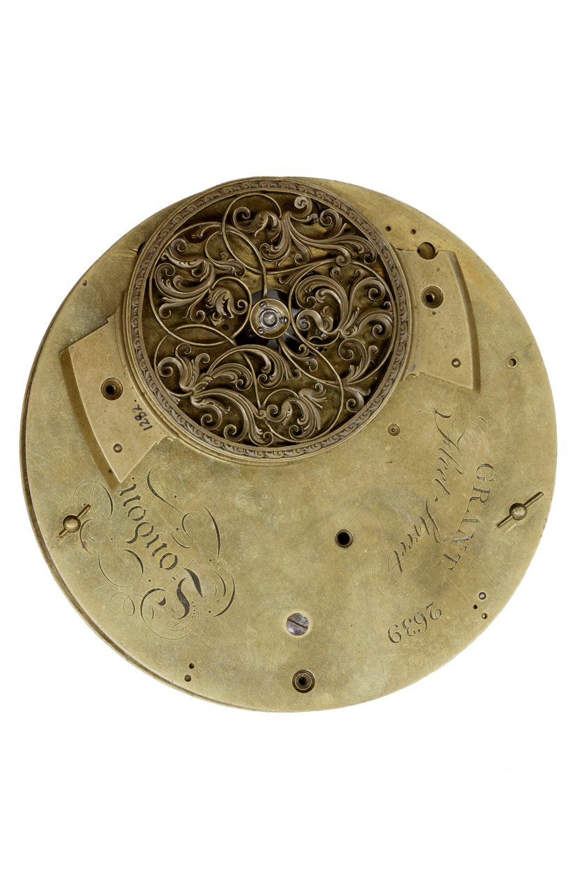Bagpladen på Cumming Clock, ca. 1767 (metal) af English School