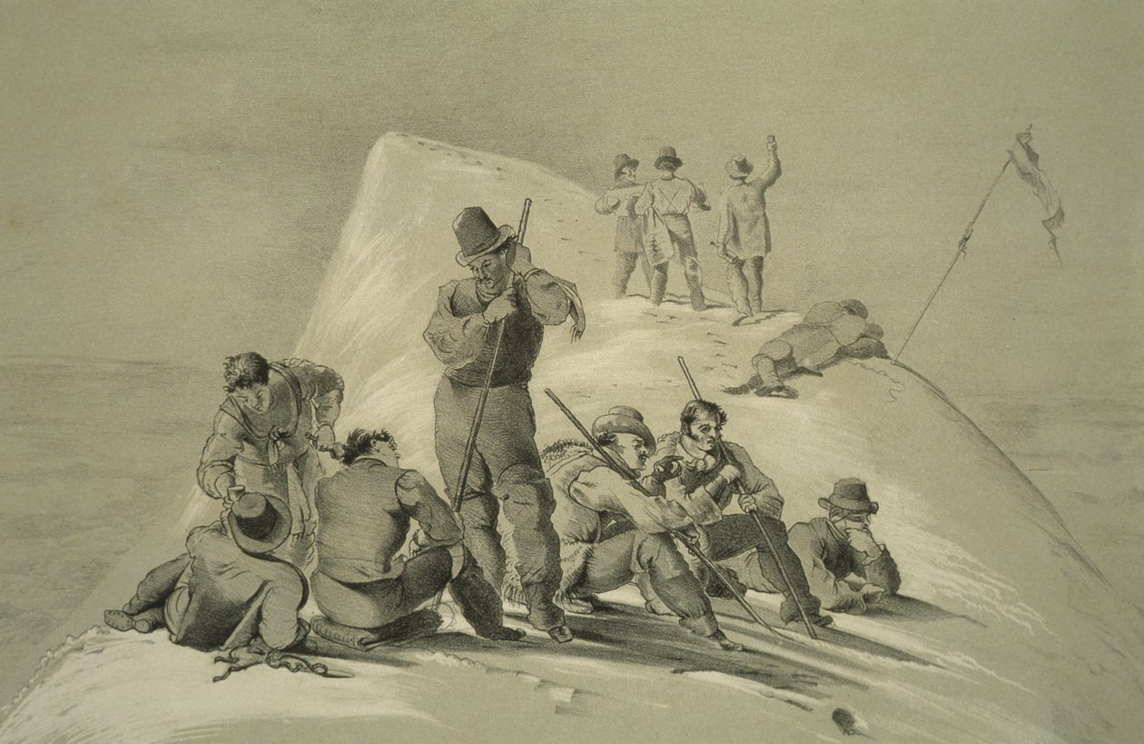 Udsigt fra topmødet, fra ti scener i den sidste opstigning af Mont Blanc, inklusive fem udsigter fra topmødet, af J.D.H. Browne, udgivet 1853 af English School