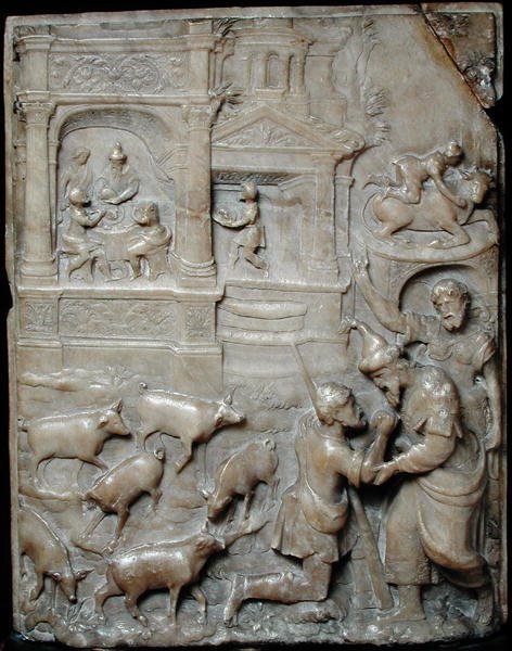 Relief, der viser den fortabte søns tilbagevenden, fra Malines (alabaster) af Flemish School
