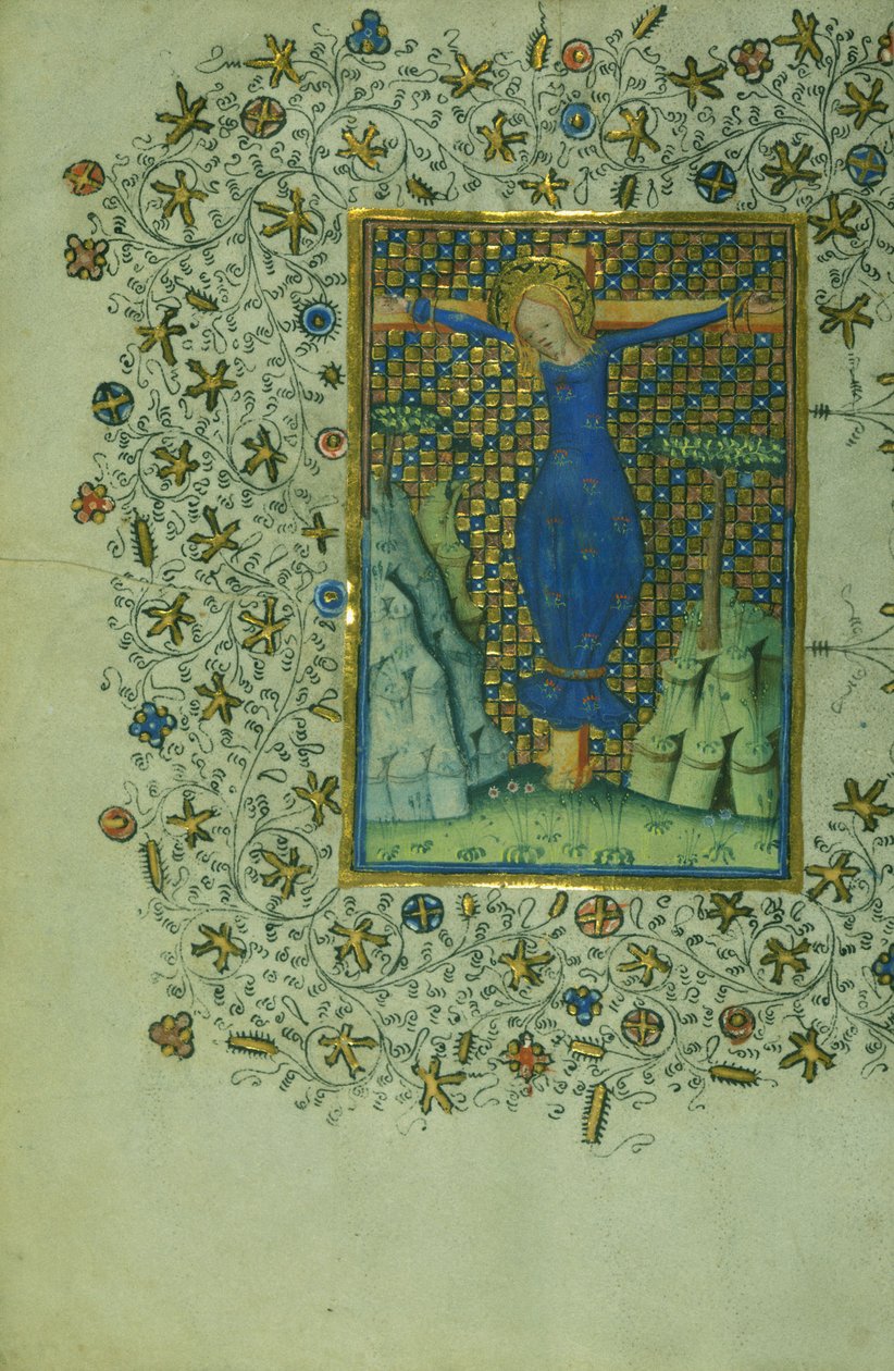 Sankt Wilgefortis på korset, ca. 1430-40 (blæk på pergament) af Flemish School