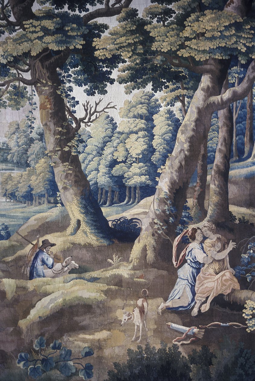 Scene fra Life at Country Mansion gobelin-serien (tekstil) (se også 1275717) af Flemish School