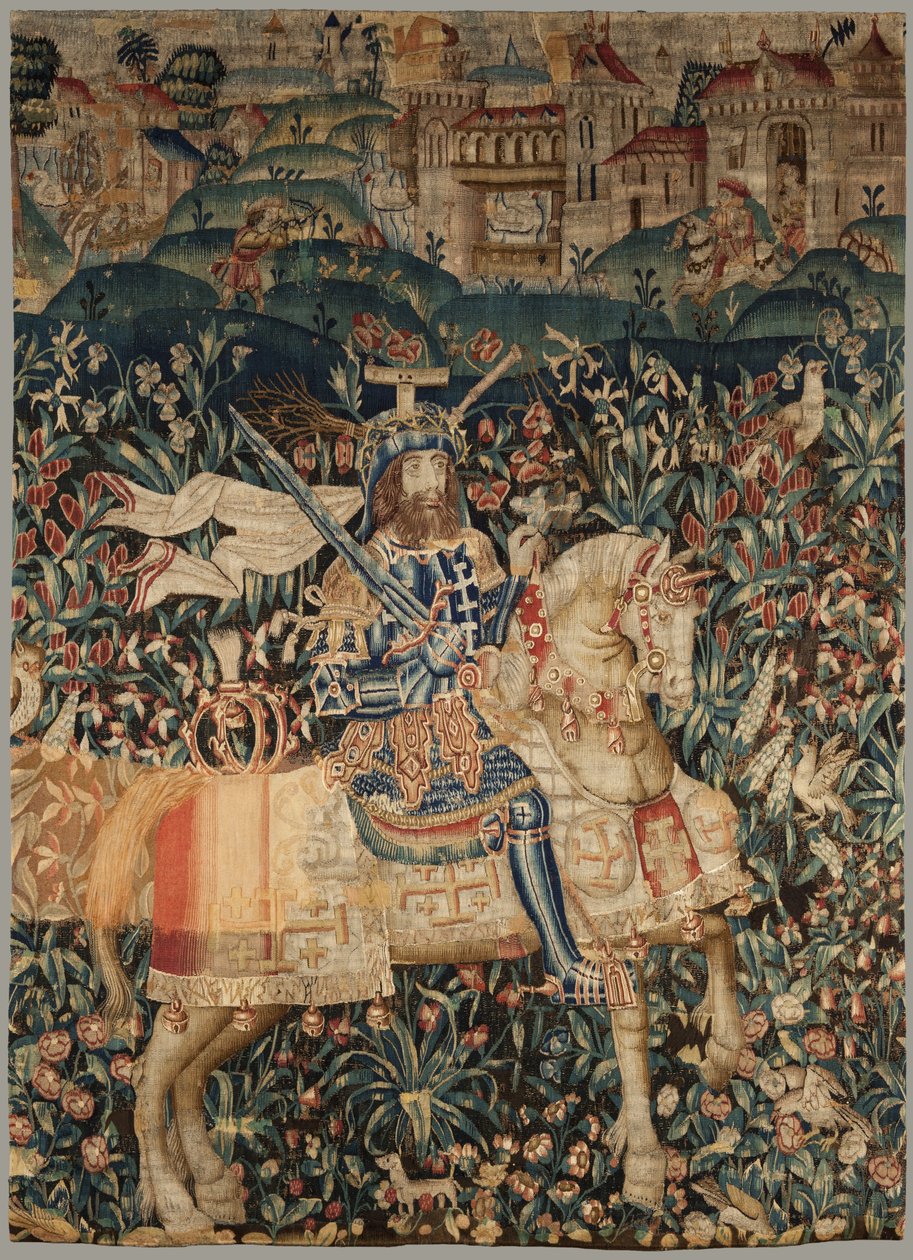 Gobelin med gudefrey af Bouillon, ca. 1500 (farvet uld med senere reparationer) af Flemish School