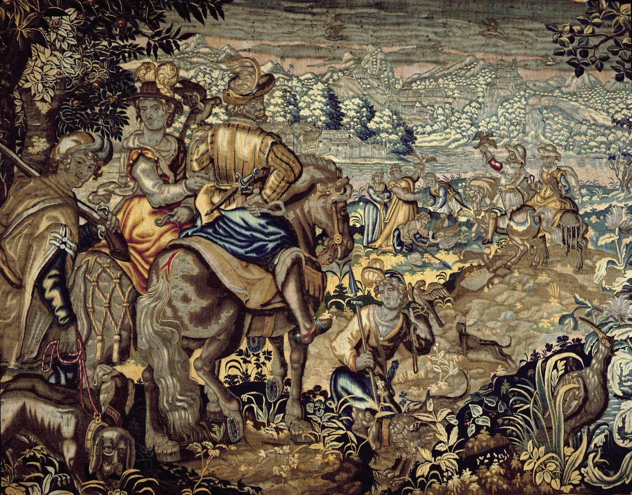 Tapet med falkonerscene (broderi) af Flemish School