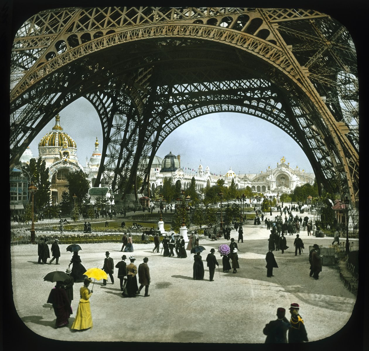 Paris-udstilling: Champ de Mars og Eiffeltårnet, Paris, Frankrig, 1900 (lanternerutsjebane) af French Photographer