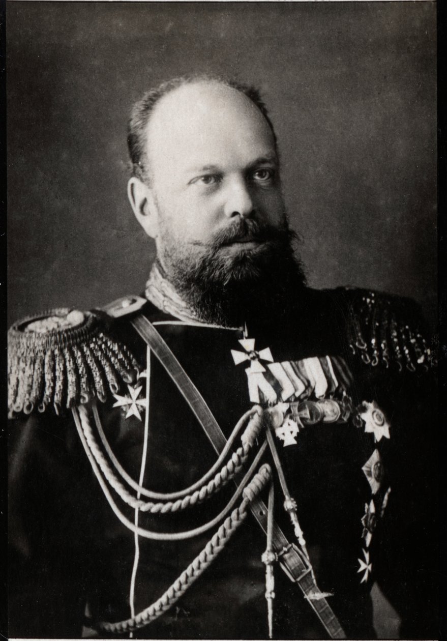 Portræt af Alexander III af Rusland (1845-1894), Ruslands kejser. af French Photographer