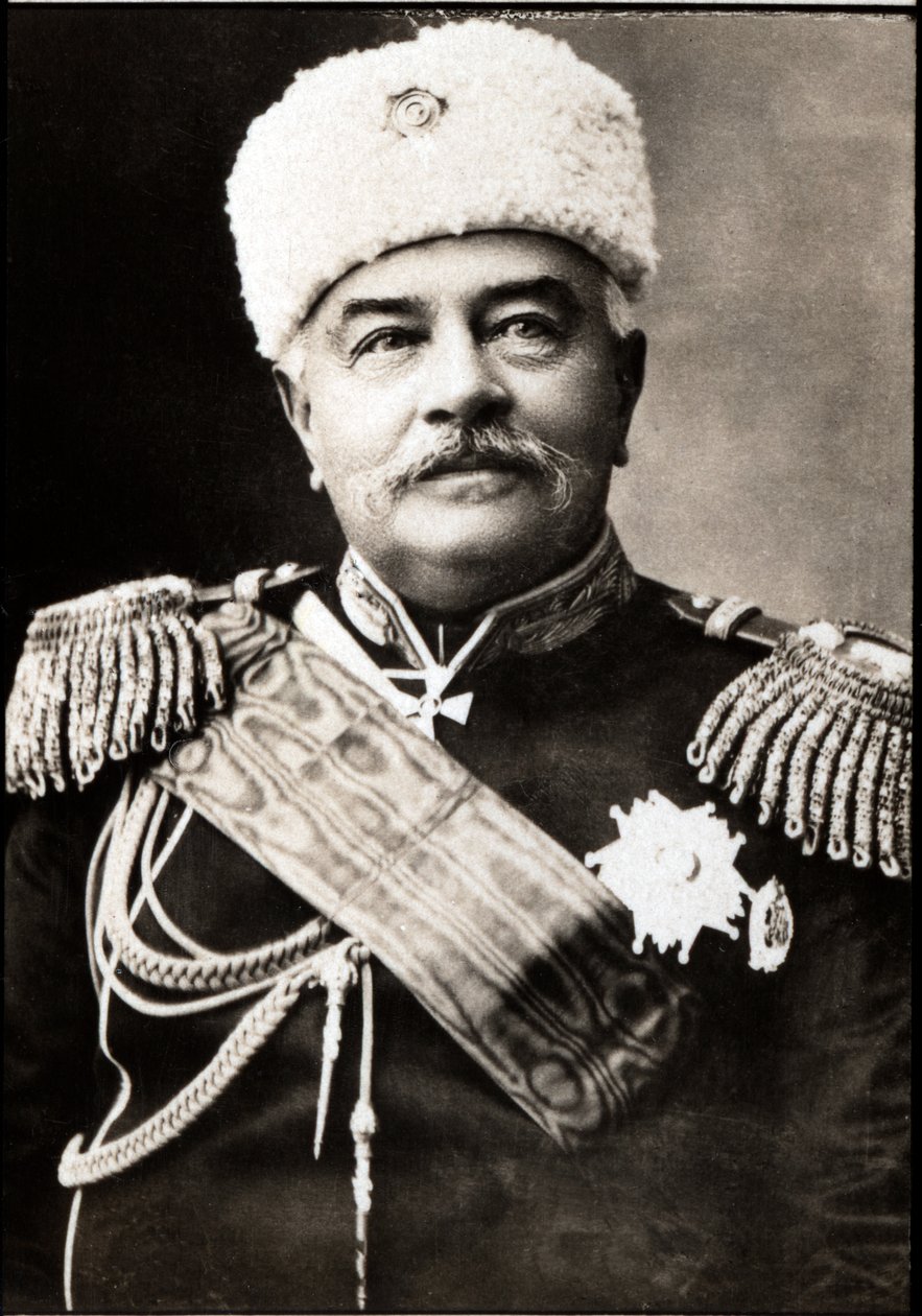 Portræt af Mikhail Ivanovich Dragomirov (1830-1905), russisk general og militærskribent. af French Photographer