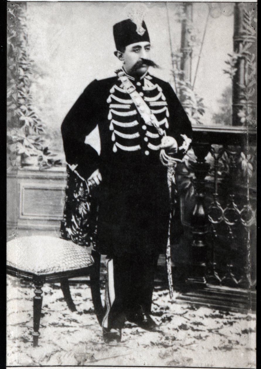Portræt af Mozaffar ad Din (1853-1907), Qajarid Shah af Persien. af French Photographer