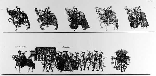 En procession til dysten (se 138677-78) af French School