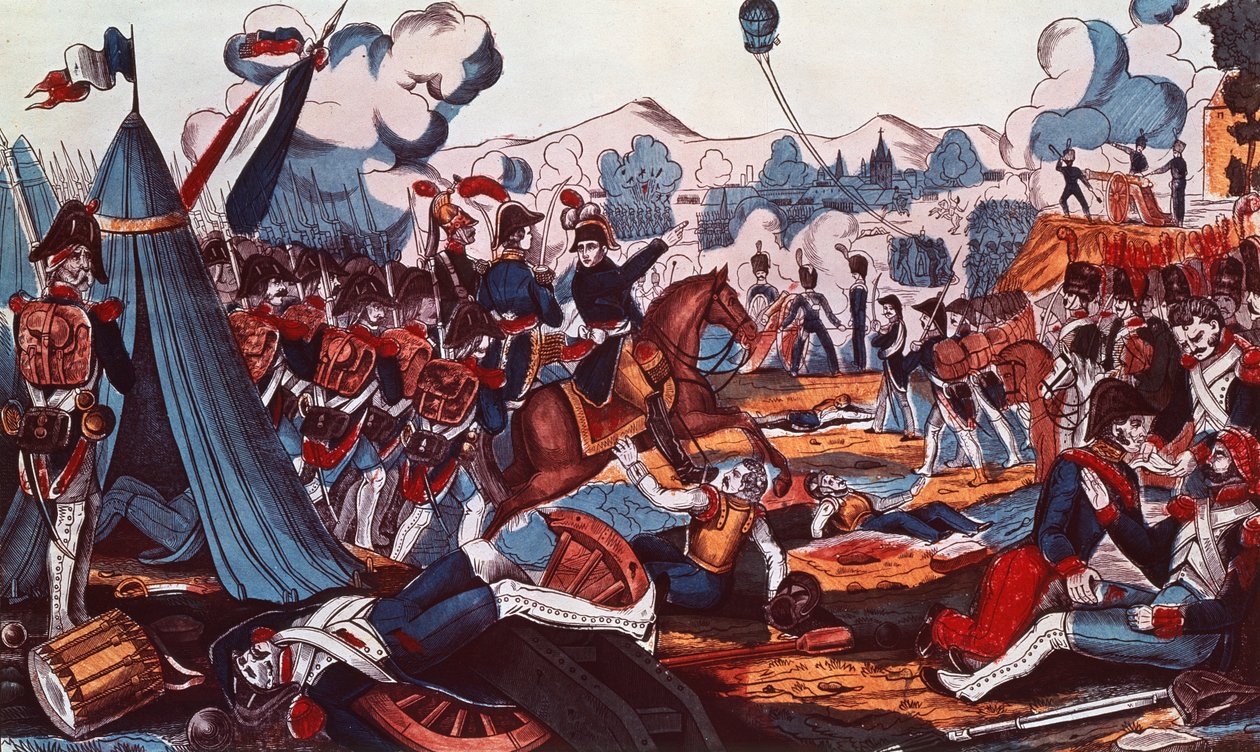 Slaget ved Fleurus, 26. juni 1794, 1837 (farvegravering) af French School