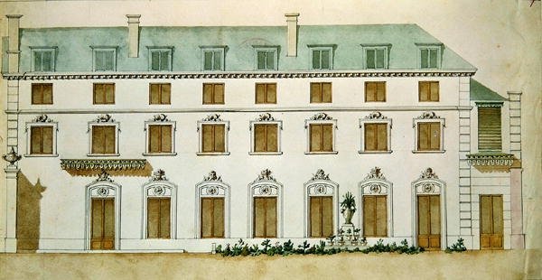 Facade af huset i rue Fortunee, købt af Honore de Balzac (1799-1850) i 1847 (wc på papir) af French School