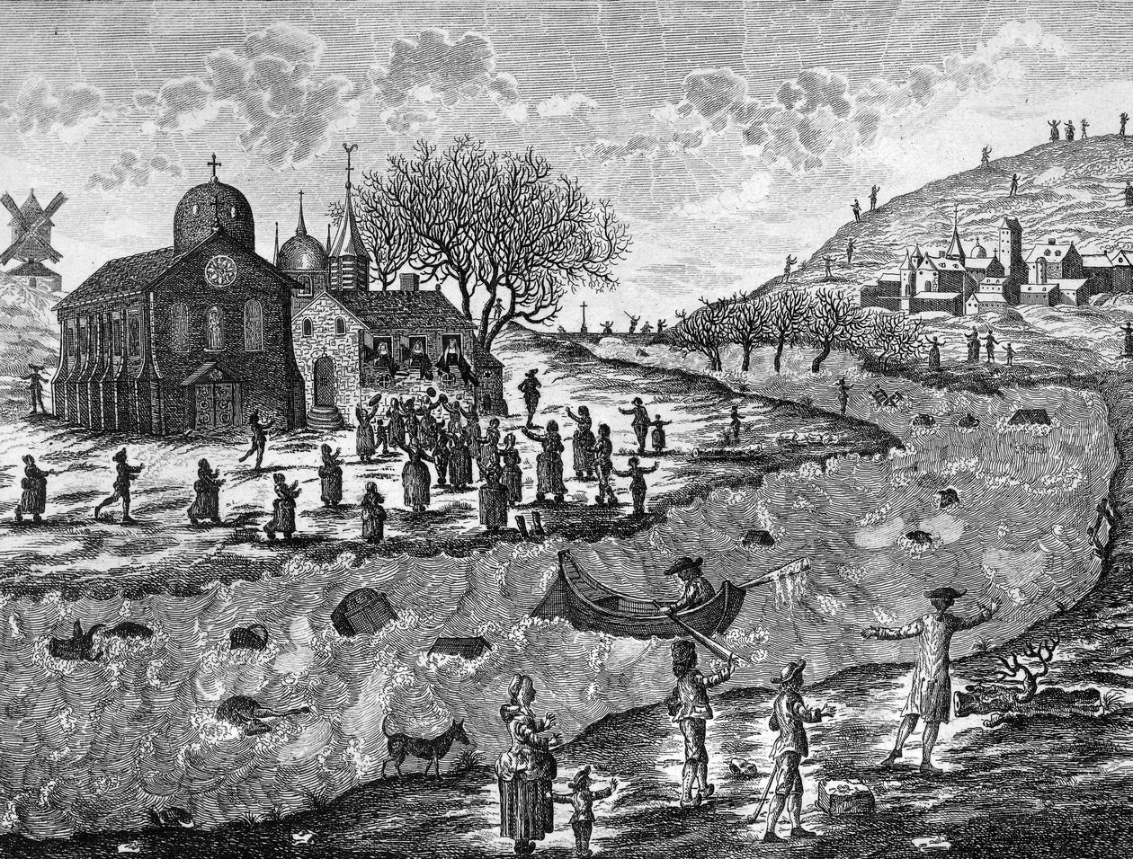 Oversvømmelser i Frankrig, december 1784 af French School