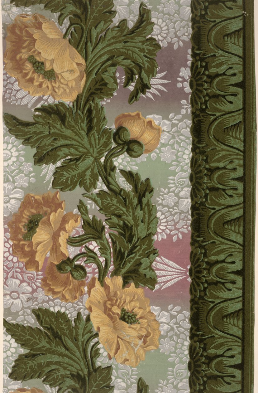 Blomsterkant, tapetdesign, Paris, 182526, fremstillet af Dufour et Leroy, af French School