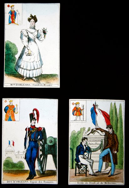Fire spillekort til minde om heltene fra juli 1830, 1831 af French School