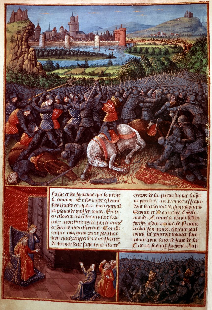 Fr 5594, f.37v Battle scene, fra Passages faits Outremer skrevet af Sebastian Marmoret, c.1490 af French School