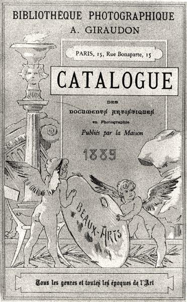 Forside af Catalogue of Artistic Documents in Photography udgivet af Bibliotheque Photographie Giraudon, 1889 af French School