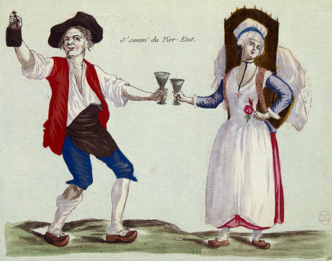 I Drink to the Third Estate (farvet gravering og akvatinte) af French School