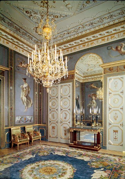 Interiør af Salon de Musique i lejligheden hos Hortense de Beauharnais (1783-1837) 1803-10 af French School