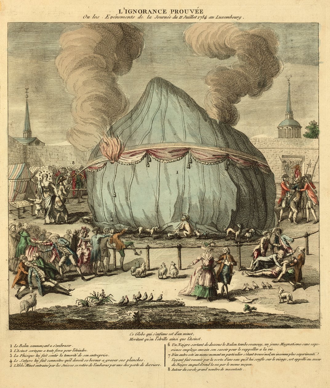 Bevist uvidenhed. Eller begivenhederne den 11. juli 1784 i Luxembourg. Pub. I Frankrig 1784 (håndfarvet gravering) af French School