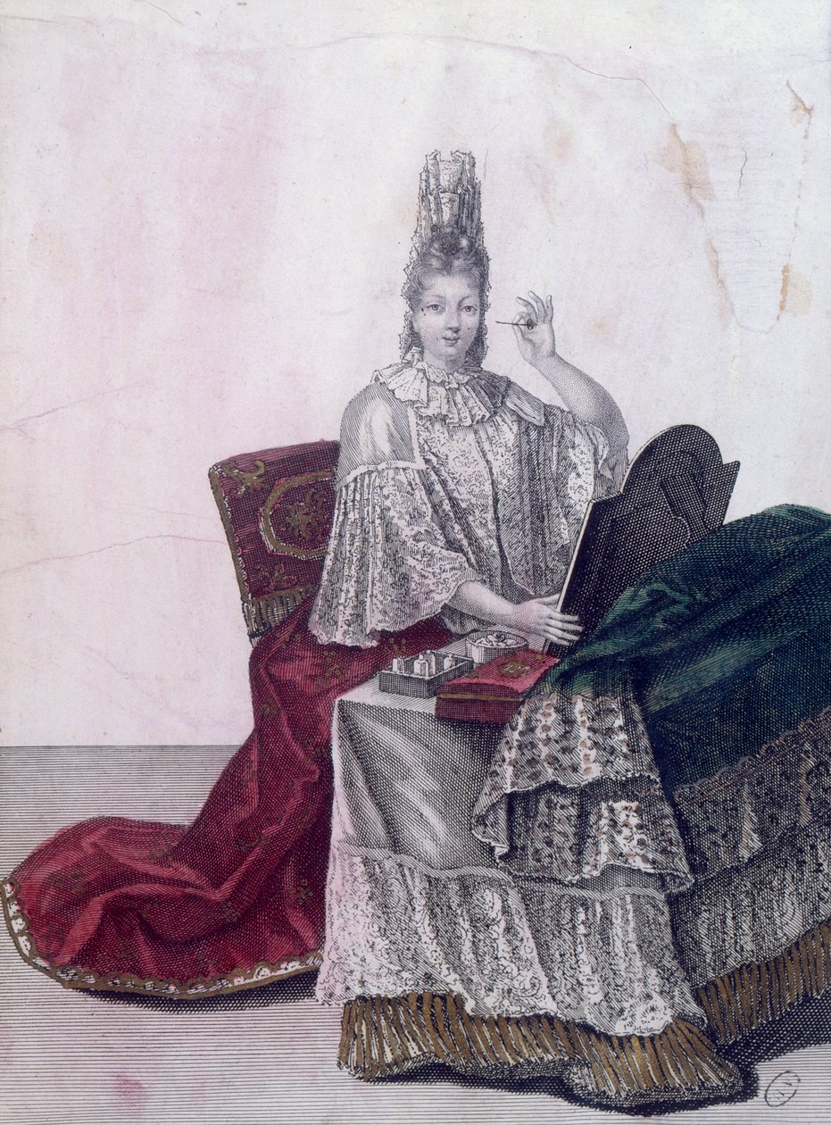 Madama la Marquise Dangeau ved hendes toilet, 1694 af French School