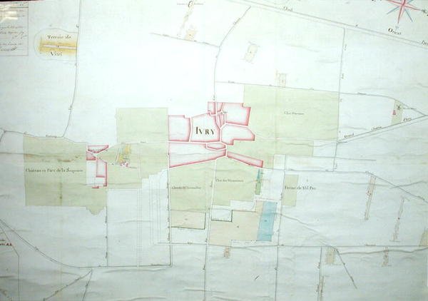 Kort over Ivry og det omkringliggende område (detalje af 209564) af French School