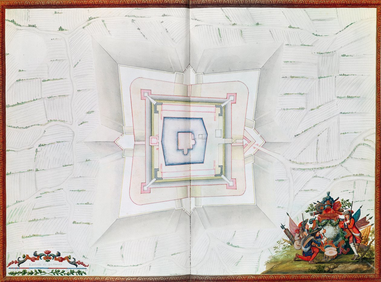Kort over Phalsbourg, fra Atlas de Louis XIV (wc på papir) af French School