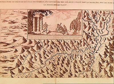 Kort over Valteline, returneret til schweizerne af Louis XIII (1601-43) konge af Frankrig og Navarra, 1626 af French School