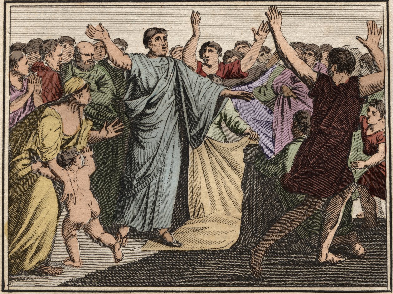 Marcus Tullius Cicero (106-43 f.v.t.), romersk statsmand, taler og forfatter, vender tilbage til Rom (77 f.v.t.). af French School