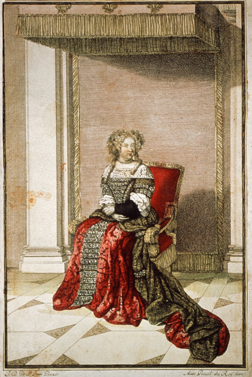 Marie Therese af Østrig, 1680 (farvestik) af French School