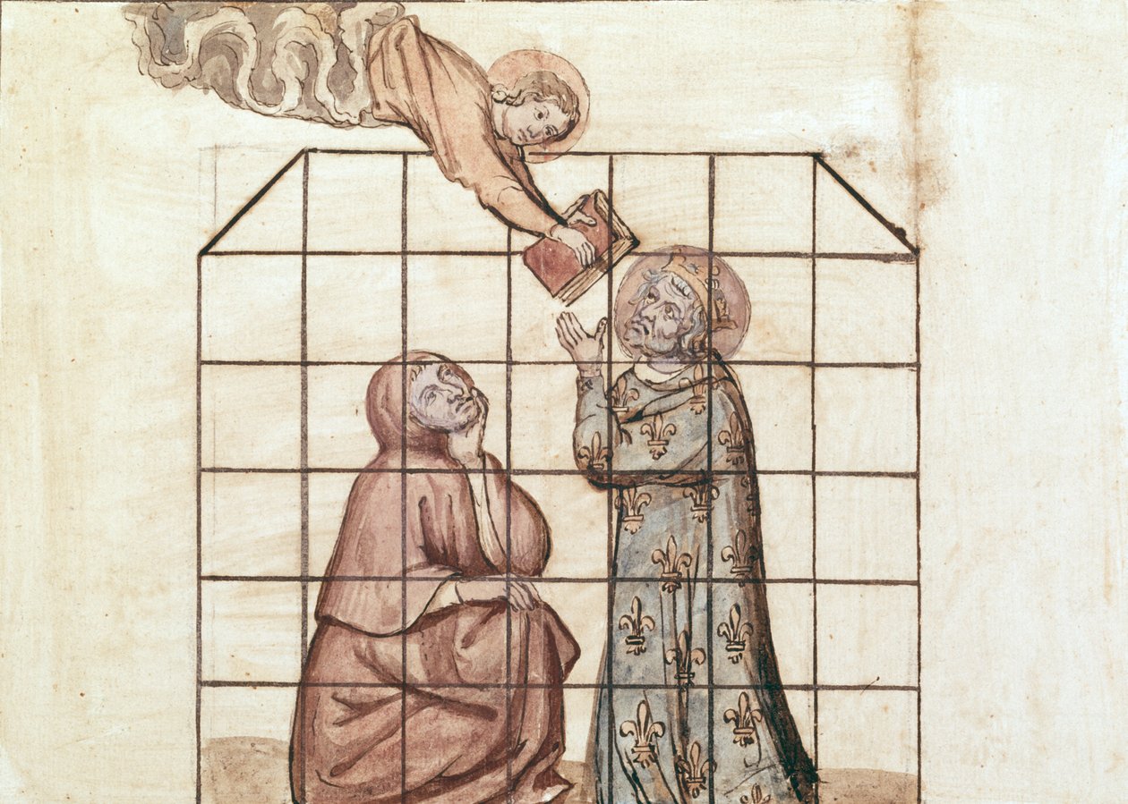 Ms 1779 fol.76v St. Louis fængslet, fra Memoirs for the life of Saint Louis, udarbejdet af Nicolas Claude Fabri de Peiresc (1580-1637) (wc på papir) af French School