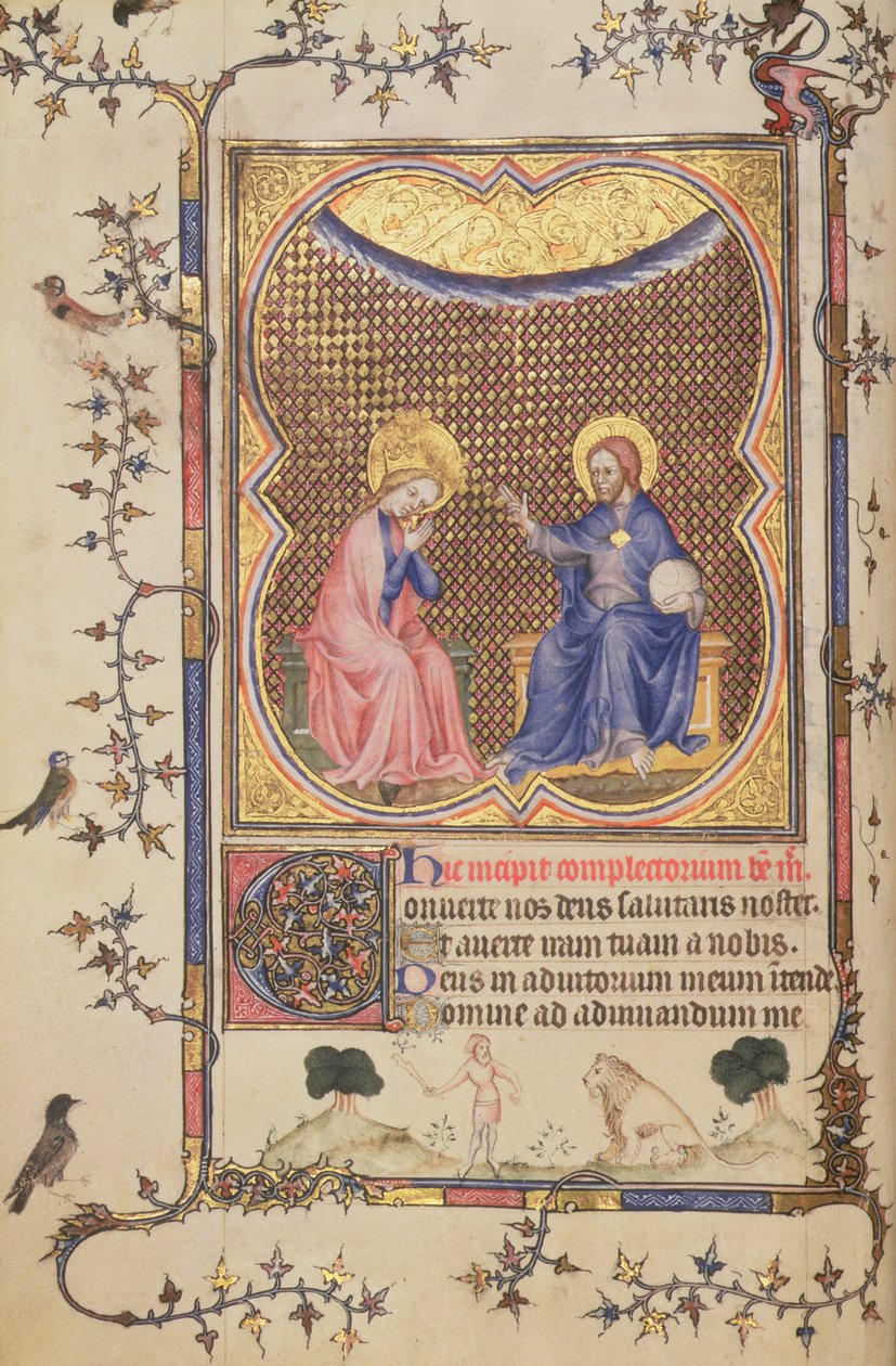 Ms 3-1954 f.24v Jomfruens kroning, fra Filip den Frimodiges, hertug af Bourgognes timer, c.1370 af French School