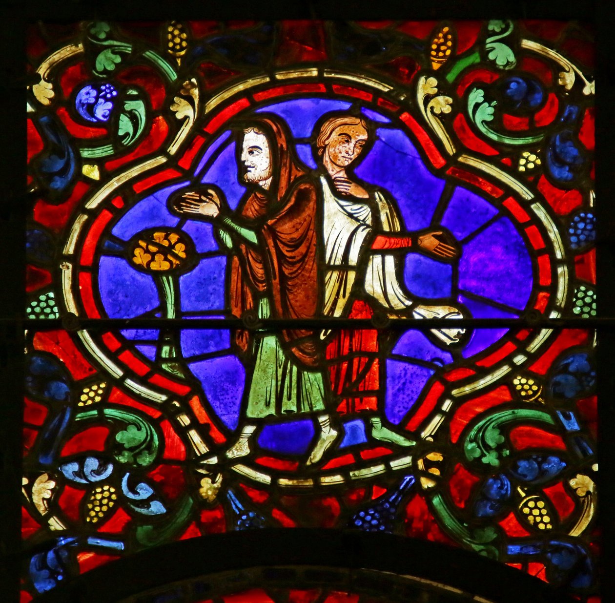 Tilskuere, scene fra St. Martins liv, Chartres-katedralen af French School
