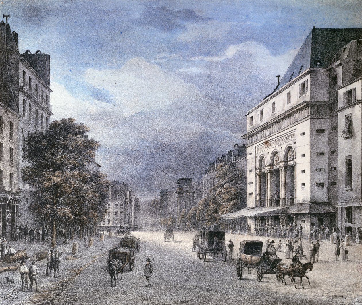 Teatret ved Porte Saint-Martin, Paris, ca. 1840 af French School