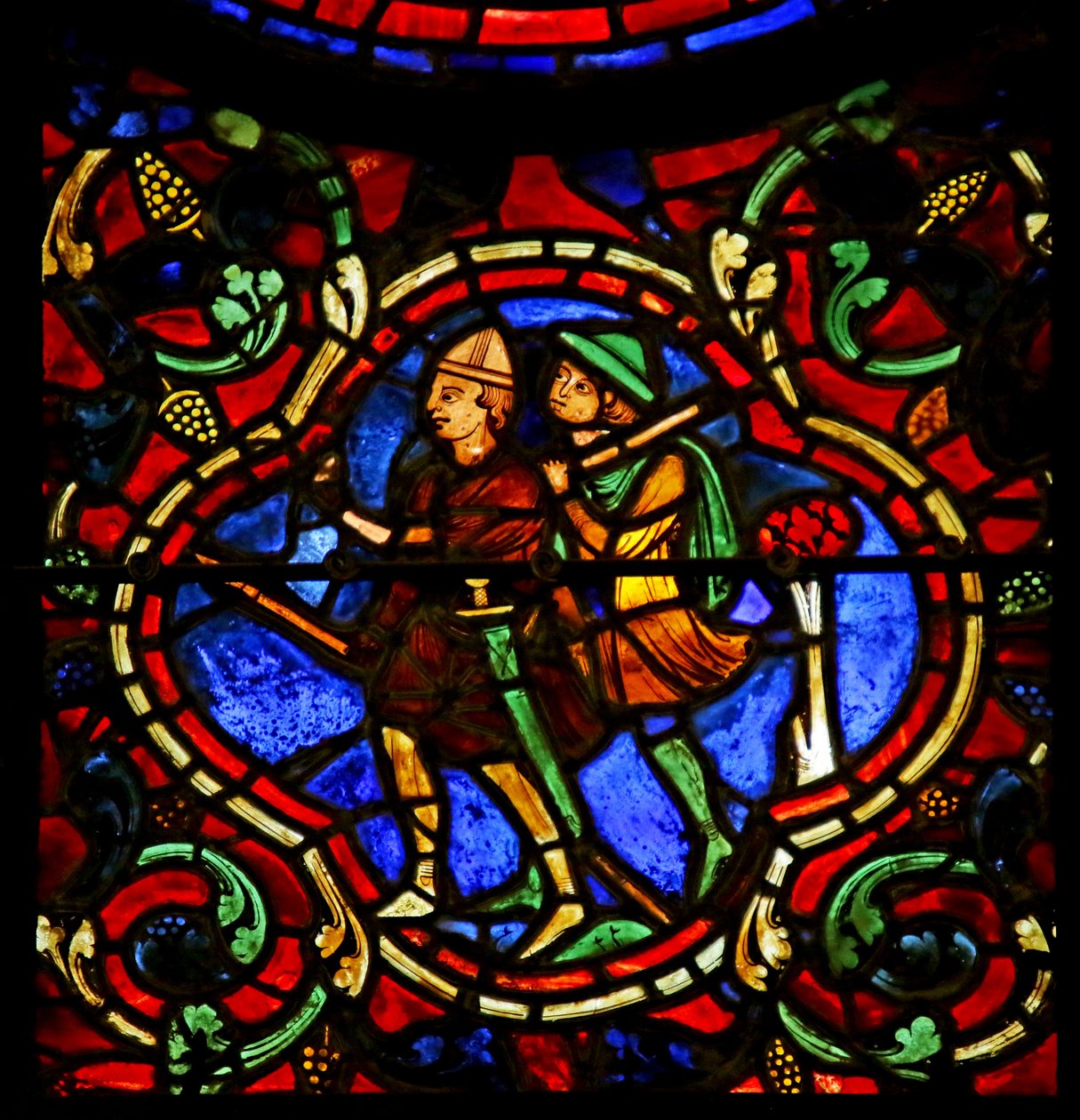 To bøller, scene fra Sankt Martins liv, katedralen i Chartres af French School