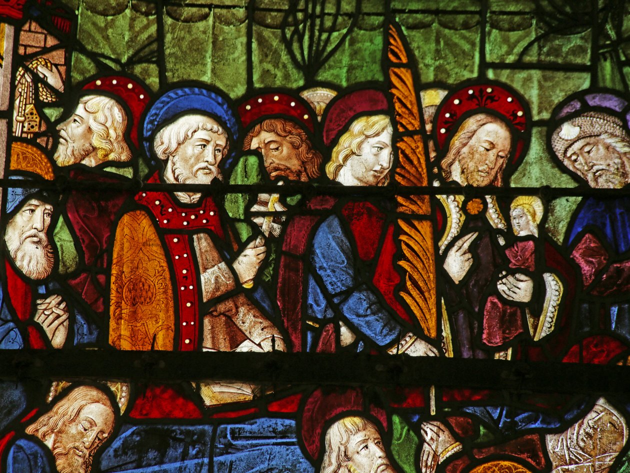Vindue, der forestiller apostle ved Jomfruens død af French School