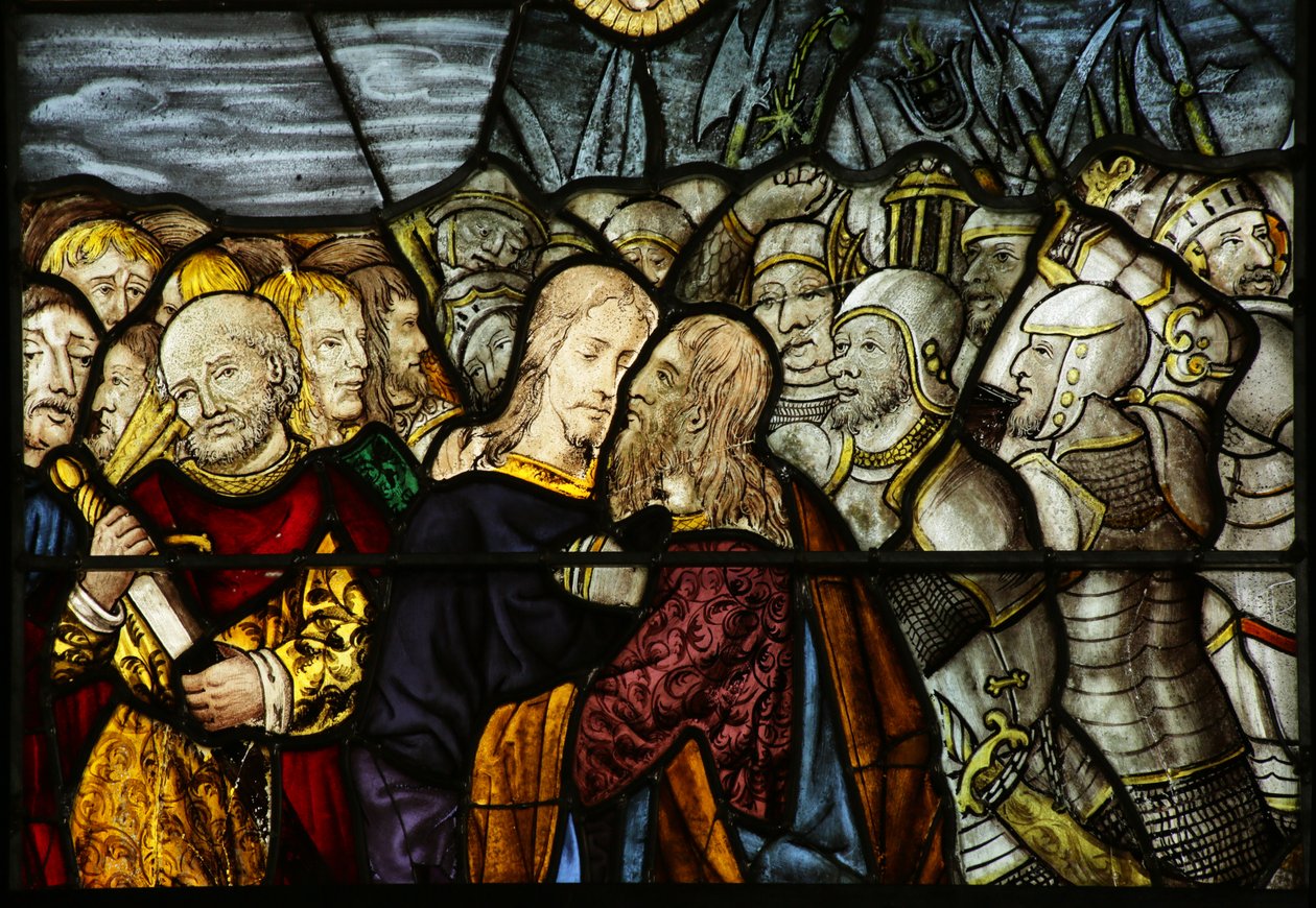 Vindue, der viser Kristi forræderi i Getsemane, 1500-10 af French School
