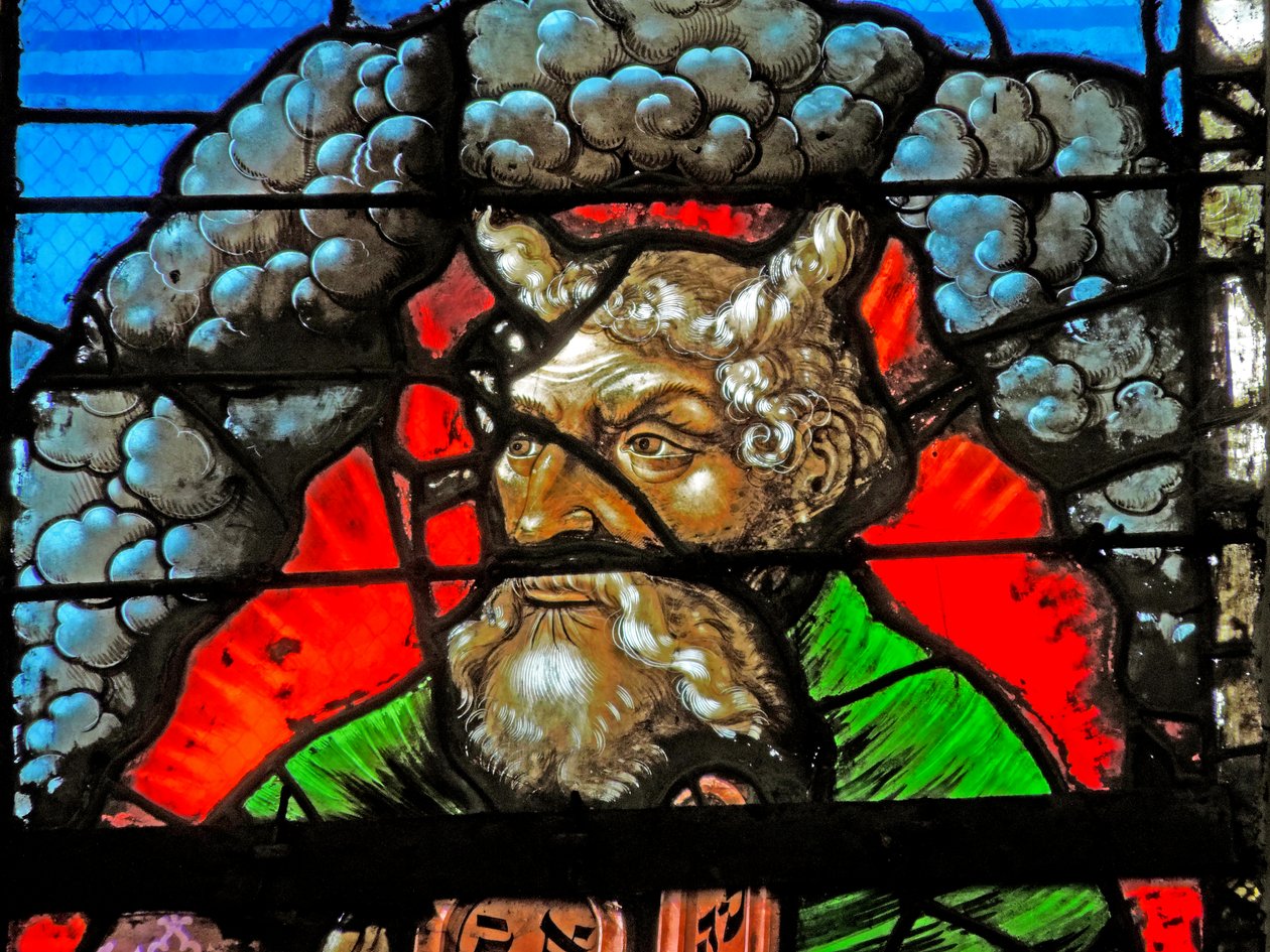 Vindue, der forestiller Moses ved Transfigurationen af French School