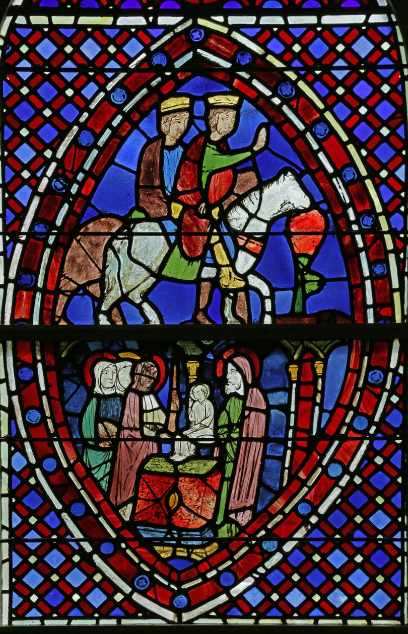 Vindue med paneler fra Sainte Chapelle af French School