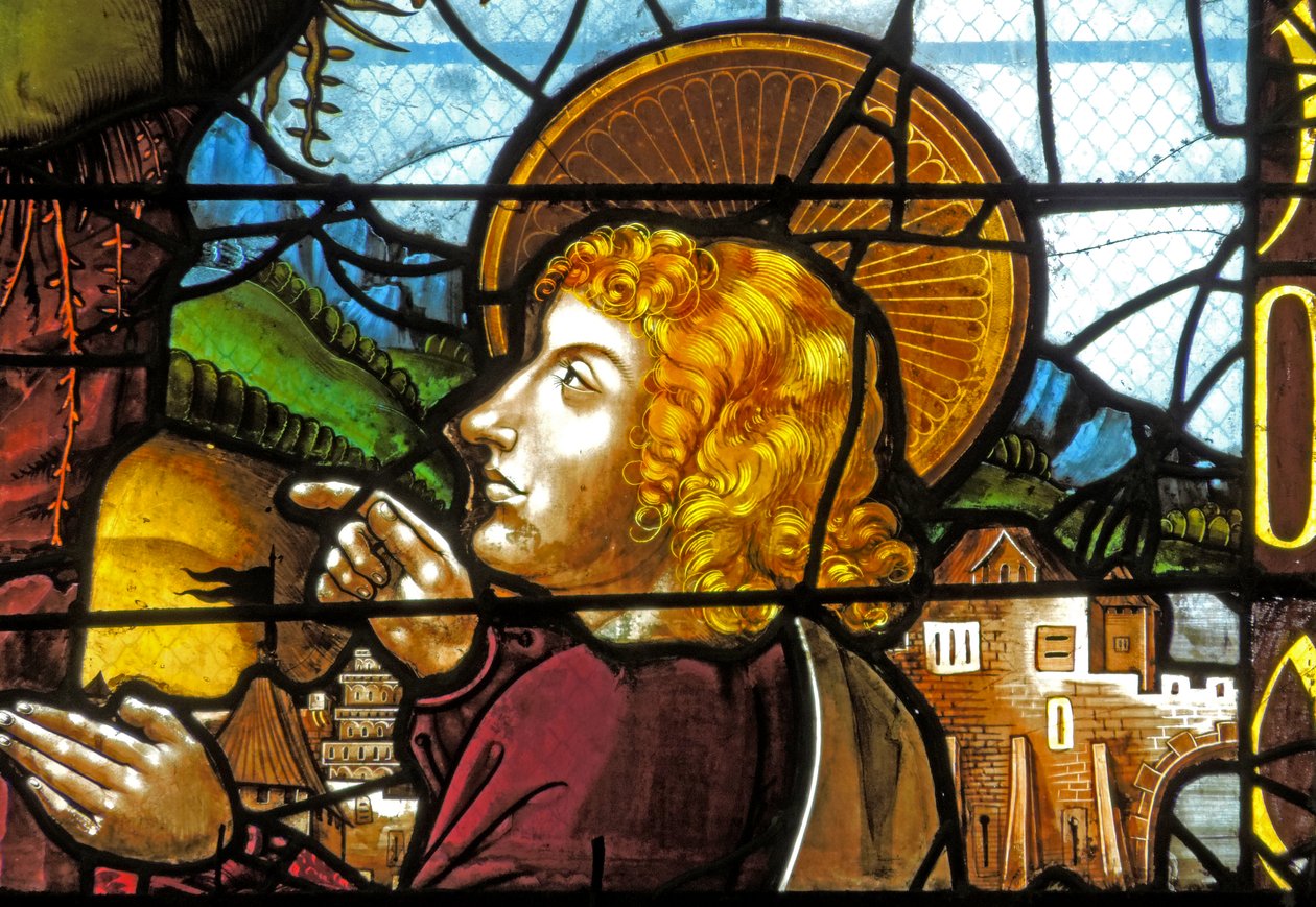 Vindue, der forestiller Sankt Johannes ved Transfigurationen af French School
