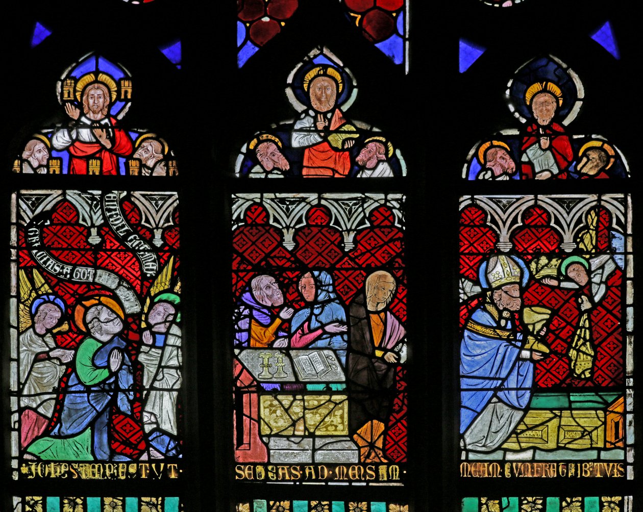 Vindue, der viser Sankt Johannes, der hører Jesu kald af French School