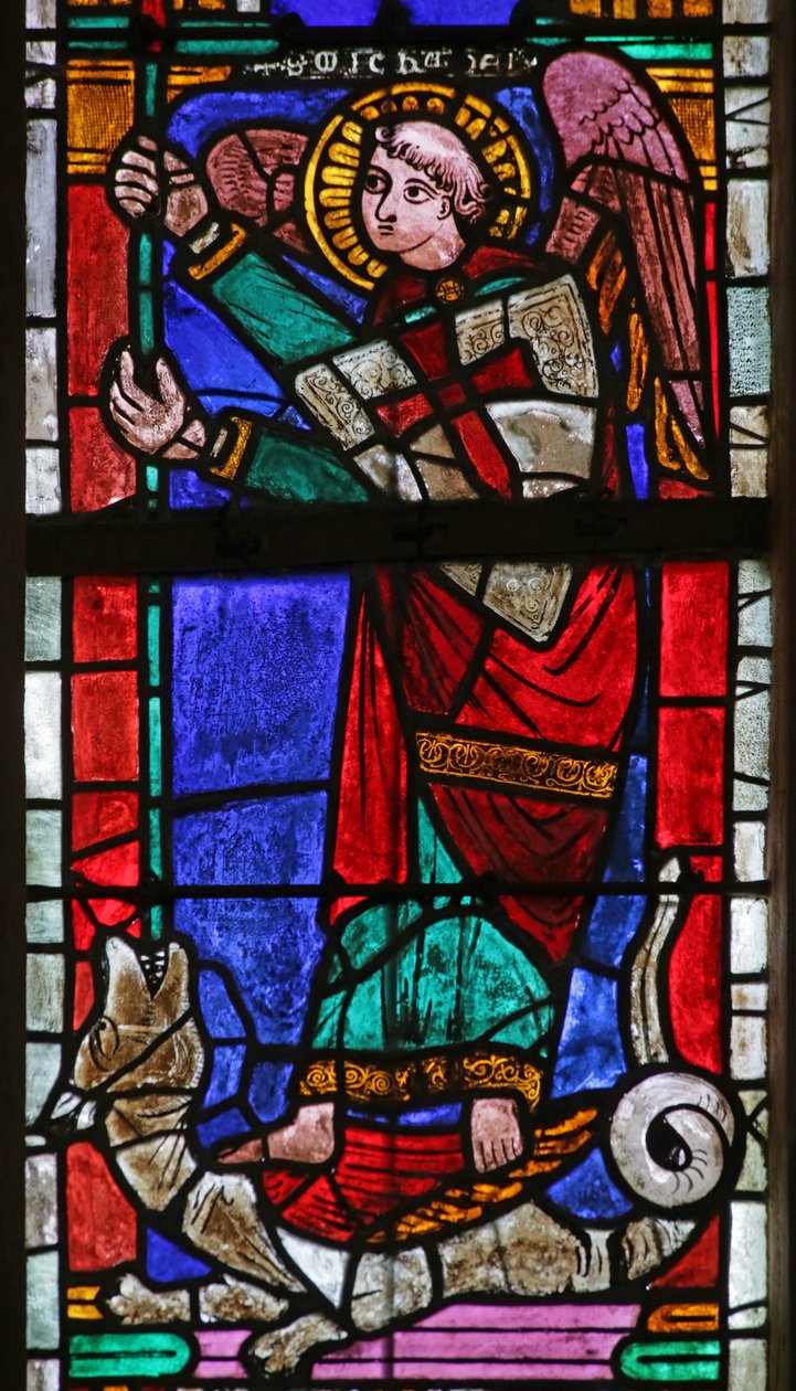 Vindue, der forestiller Sankt Michael af French School