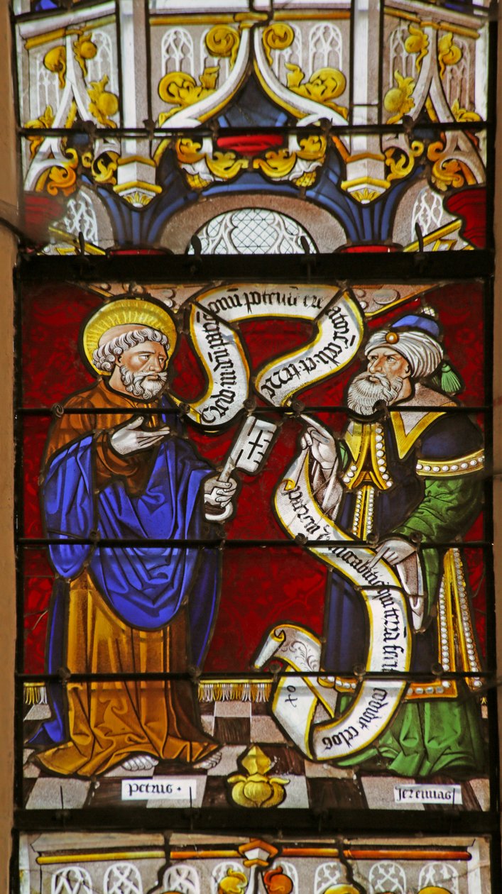 Vindue, der forestiller Sankt Peter og profeten Jeremias af French School