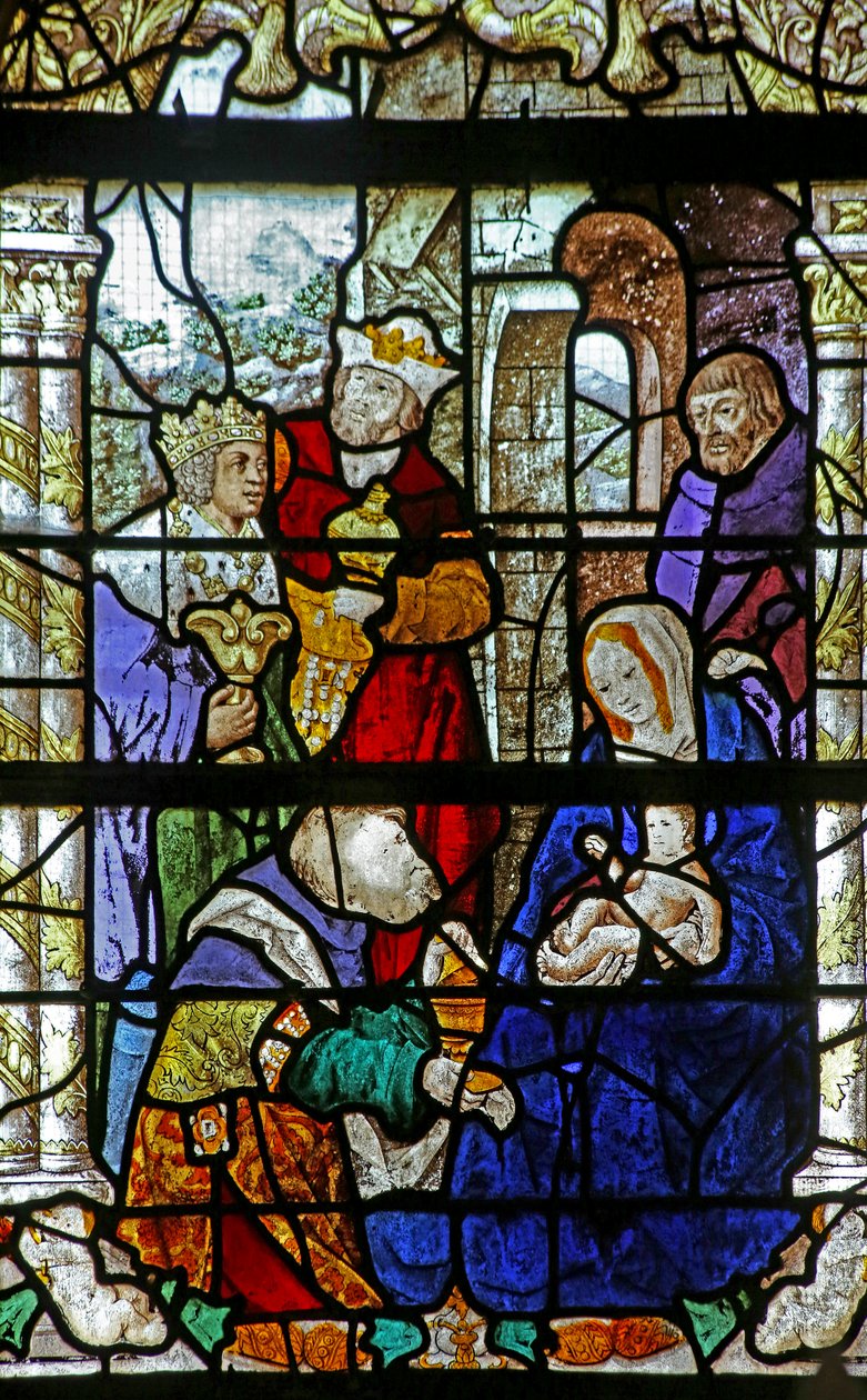 Vindue, der viser tilbedelsen af magi af French School