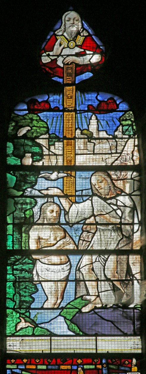 Vindue, der forestiller dåben i Jordan, ca. 1495 af French School