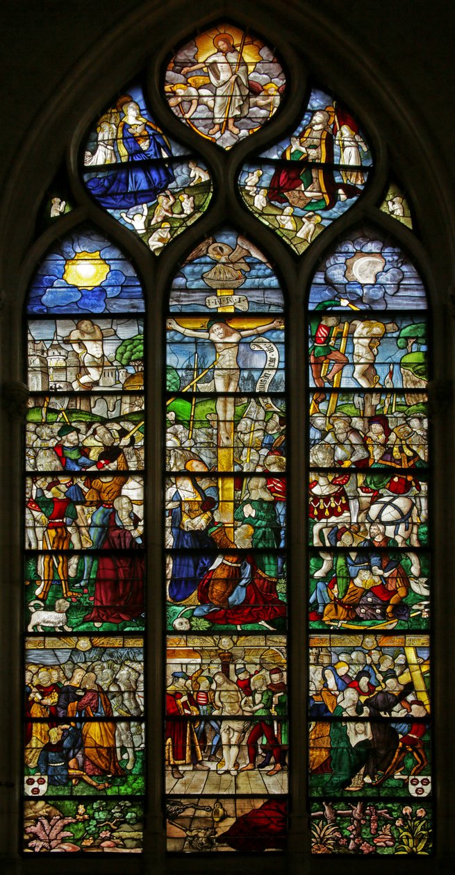 Vindue, der forestiller korsfæstelses- og lidenskabsscenerne, ca. 1550-10 af French School