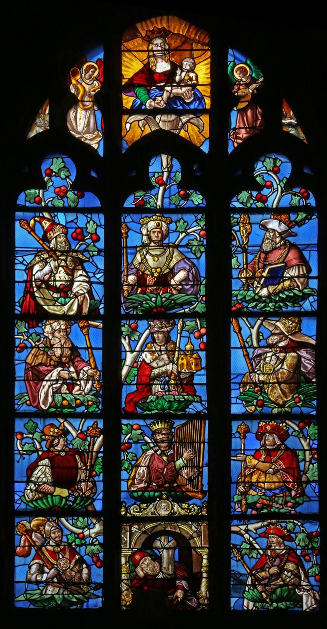 Vindue, der viser Jesses træ (for det meste moderne) af French School