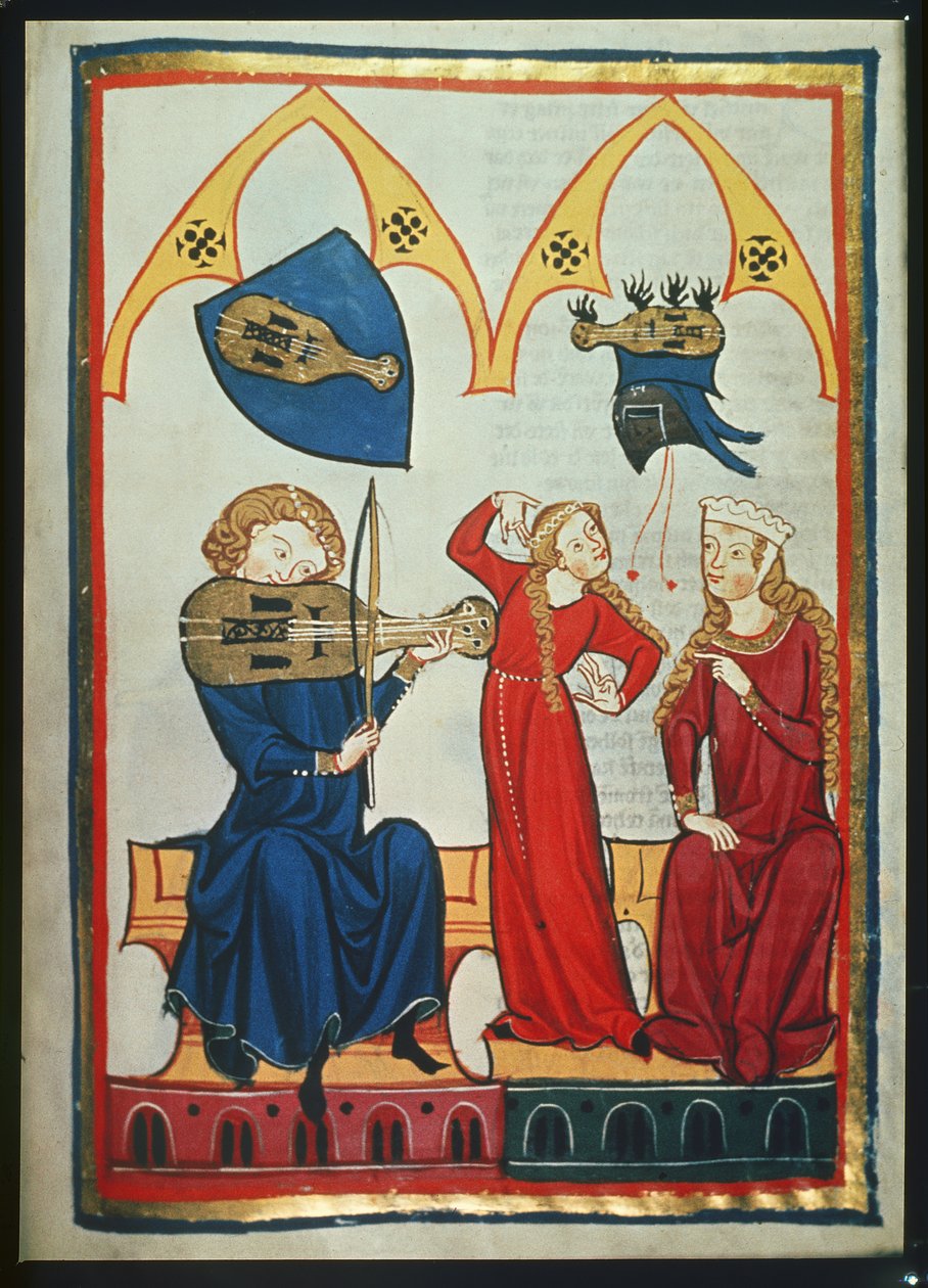 Spillemand fra Codex Manesse, ca.1300-40 (pergament) af German School