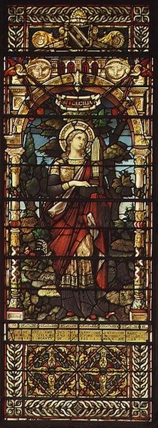 St. Cecilia, af Mayer og Co., München-baseret firma, aktiv i Storbritannien, ca. 1885 (farvet glasvindue) af German School